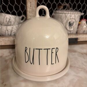 Rae Dunn Butter Dish Ceramic Dome - White